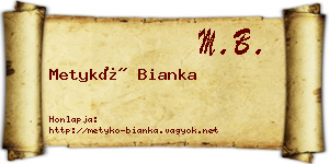 Metykó Bianka névjegykártya